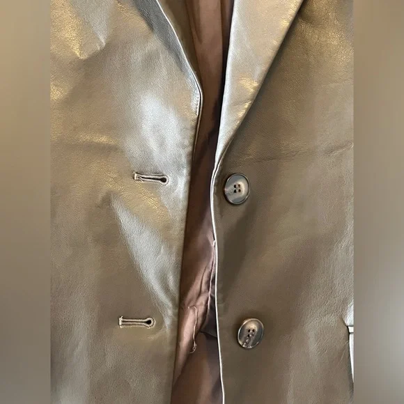 Oak and Fort Vegan Leather Blazer Dark Brown Size XS Oversized Fall Casual - Picture 6 of 11